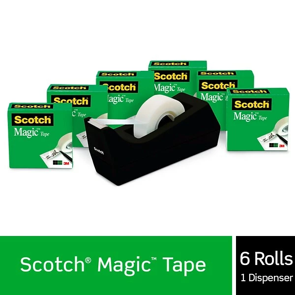 Scotch® Magic™ Invisible Tape With Desktop Refillable Dispenser, 3/4" X 27.7 Yds., 6 Rolls (810KC38) 4 Scotch® Magic™ Invisible Tape With Desktop Refillable Dispenser, 3/4" X 27.7 Yds., 6 Rolls (810KC38) - Image 2