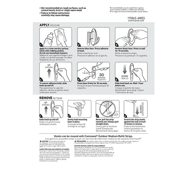 Command™ Outdoor Hooks Command™ Outdoor Medium Terrace Hooks, Slate, 2 Hooks (17086S-AWES) 7 Command™ Outdoor Hooks Command™ Outdoor Medium Terrace Hooks, Slate, 2 Hooks (17086S-AWES) - Image 5