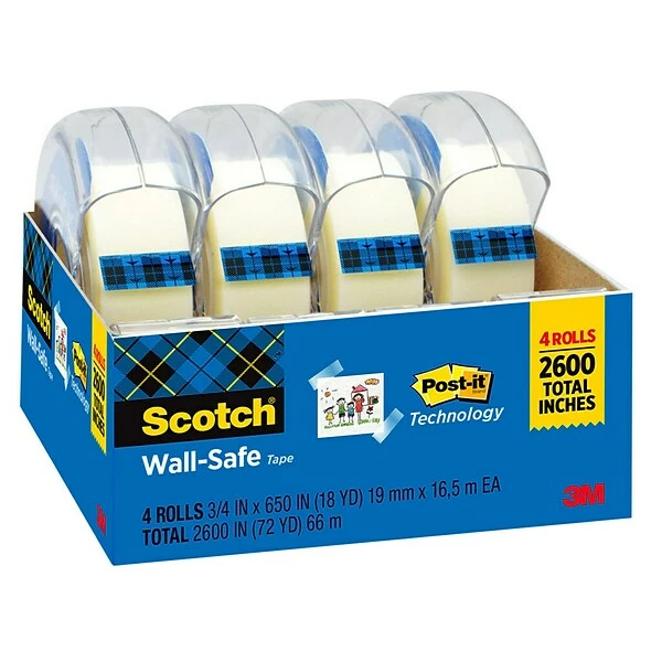 Clear Tape Scotch® Wall-Safe Tape, 3/4" X 18.05 Yds., 4 Rolls/Pack (4183) 4 Clear Tape Scotch® Wall-Safe Tape, 3/4" X 18.05 Yds., 4 Rolls/Pack (4183) - Image 2
