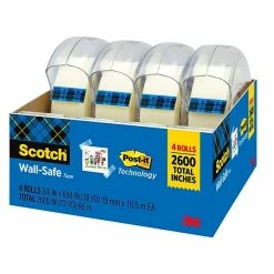 Clear Tape Scotch® Wall-Safe Tape, 3/4" X 18.05 Yds., 4 Rolls/Pack (4183)