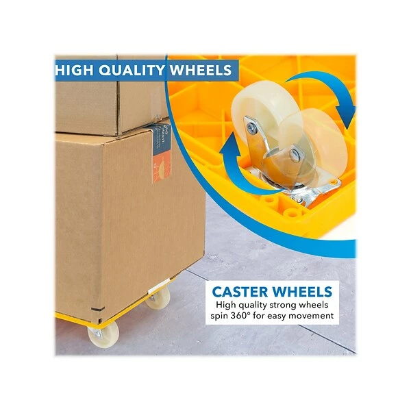 Safco® Hide-Away Hand Truck Mount-It! Small Platform Mover Dolly, 220 Lb. Capacity, Yellow, 2/Pack (MI-928) 4 Safco® Hide-Away Hand Truck Mount-It! Small Platform Mover Dolly, 220 Lb. Capacity, Yellow, 2/Pack (MI-928) - Image 3