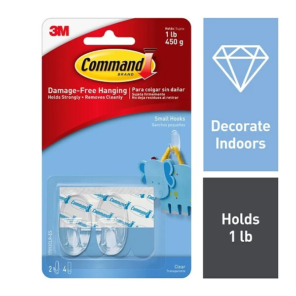 Command™ Clear Hooks Command™ Small Hooks, Clear, 2 Hooks (17092CLR-ES) 3 Command™ Clear Hooks Command™ Small Hooks, Clear, 2 Hooks (17092CLR-ES)