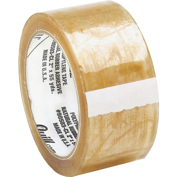 Packaging Tape Quill Brand® Medium-Duty Natural Rubber Packing Tape; 2.3 Mil, 2" X 110 Yds., Clear, 6/Pack, (C600) 3 Packaging Tape Quill Brand® Medium-Duty Natural Rubber Packing Tape; 2.3 Mil, 2" X 110 Yds., Clear, 6/Pack, (C600)