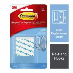 Command™ Adhesive Refill Strips Command™ Medium Refill Strips, Clear, 9 Strips (17021CLR-ES)