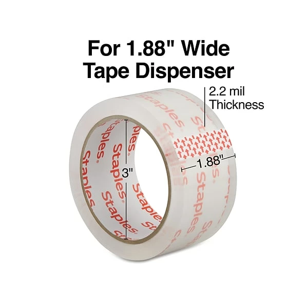 Acrylic Tape Staples Lightweight Moving And Storage Packing Tape, 1.88"W X 54.6 Yds., Clear, 36 Pack (52203) 3 Acrylic Tape Staples Lightweight Moving And Storage Packing Tape, 1.88"W X 54.6 Yds., Clear, 36 Pack (52203)