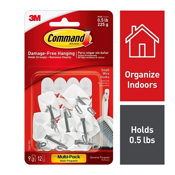 Command™ Adhesive Hooks Command™ Small Wire Hooks Value Pack, White, 9 Hooks (17067-9ES) 3 Command™ Adhesive Hooks Command™ Small Wire Hooks Value Pack, White, 9 Hooks (17067-9ES)