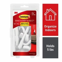 Command™ Adhesive Hooks Command™ Large Utility Hooks Mega Pack, Large, 14 Hooks (17003-MPES)