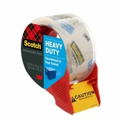 Tape Dispenser W Tape Scotch® Heavy Duty Shipping Packing Tape With Dispenser, 1.88" X 54.6 Yds., Clear (3850-RD)