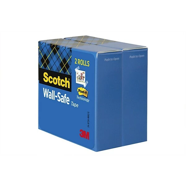 Clear Tape Scotch® Wall-Safe Tape, 3/4" X 22.22 Yds., 2 Rolls/Pack (813S6) 3 Clear Tape Scotch® Wall-Safe Tape, 3/4" X 22.22 Yds., 2 Rolls/Pack (813S6)