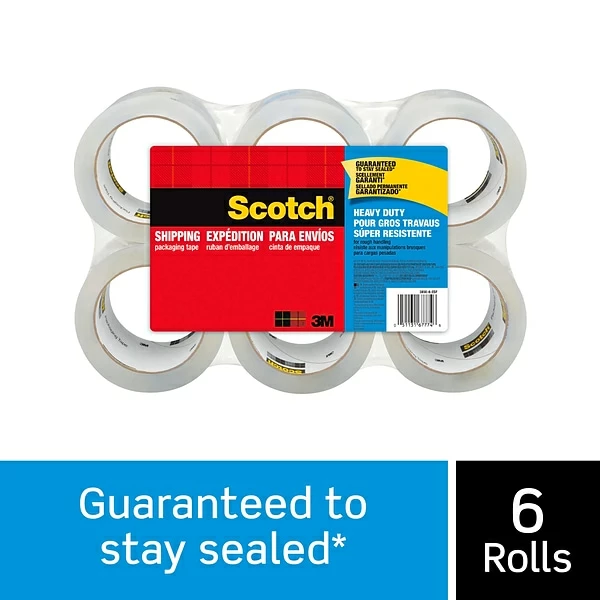 Hot Melt Tapes Scotch® Heavy-Duty Shipping Packing Tape, 1.88" X 54.6 Yds., Clear, 6 Rolls (3850-6-ESF) 4 Hot Melt Tapes Scotch® Heavy-Duty Shipping Packing Tape, 1.88" X 54.6 Yds., Clear, 6 Rolls (3850-6-ESF) - Image 2