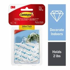 Command™ Clear Hooks Command™ Medium Hooks Value Pack, Clear, 6 Hooks (17091CLR-6ES)