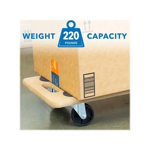Safco® Hide-Away Hand Truck Mount-It! Small Platform Mover Dolly, 220 Lb. Capacity, Light Brown (MI-925) 4 Safco® Hide-Away Hand Truck Mount-It! Small Platform Mover Dolly, 220 Lb. Capacity, Light Brown (MI-925) - Image 2