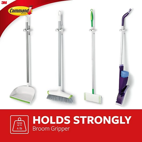 Command™ Adhesive Hooks Command™ Broom Gripper, White, 3 Grippers (17007-3NA) 5 Command™ Adhesive Hooks Command™ Broom Gripper, White, 3 Grippers (17007-3NA) - Image 3