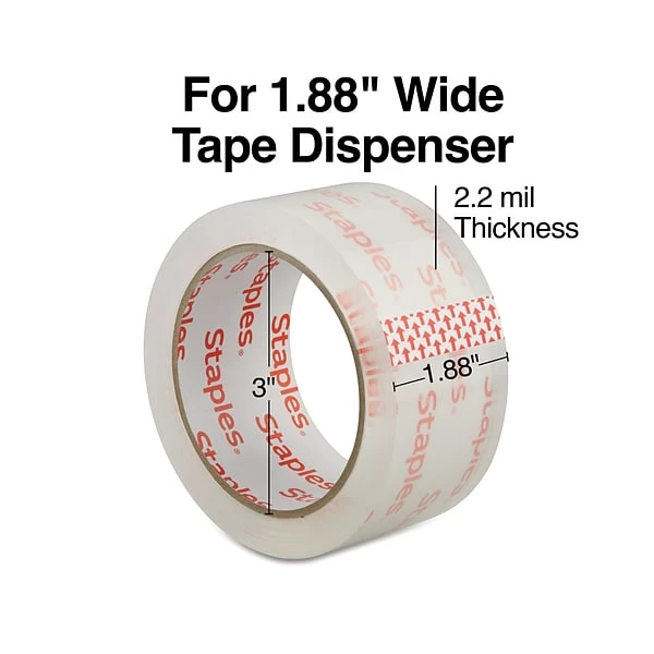 Acrylic Tape Staples Lightweight Moving And Storage Packing Tape, 1.88"W X 109 Yds., Clear, 6 Rolls Pack (ST-A22L-6LW) 3 Acrylic Tape Staples Lightweight Moving And Storage Packing Tape, 1.88"W X 109 Yds., Clear, 6 Rolls Pack (ST-A22L-6LW)