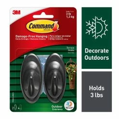Command™ Outdoor Hooks Command™ Outdoor Medium Terrace Hooks, Slate, 2 Hooks (17086S-AWES)