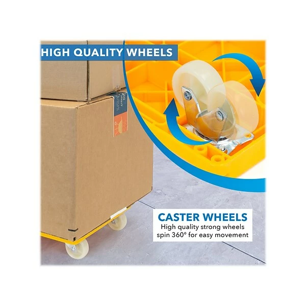 Safco® Hide-Away Hand Truck Mount-It! Small Platform Mover Dolly, 220 Lb. Capacity, Yellow (MI-926) 4 Safco® Hide-Away Hand Truck Mount-It! Small Platform Mover Dolly, 220 Lb. Capacity, Yellow (MI-926) - Image 3