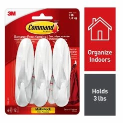 Command™ Adhesive Hooks Command™ Medium Designer Hooks Value Pack, White, 6 Hooks (17081-6ES)