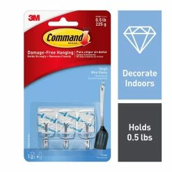 Command™ Wire Hooks With Clear Adhesive Command™ Small Wire Hooks, Clear, 3 Hooks (17067CLR-ES)