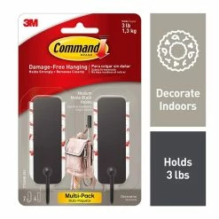 Hooks & Hanging Strips Command™ Medium Designer Hooks, Matte Black, 2 Hooks/Pack (17034MB-2ES)