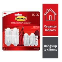 Command™ Wire Hooks With Clear Adhesive Command™ Small And Medium Designer Hooks Value Pack, White, 2 Small And 2 Medium/Pack (17081-2VPES)