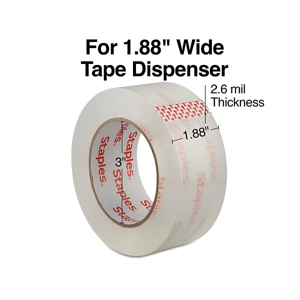 Staples Acrylic Tape Moving And Storage Packing Tape, 1.88" X 109 Yds, Clear, 6/Pack (ST-A26-L6) 3 Staples Acrylic Tape Moving And Storage Packing Tape, 1.88" X 109 Yds, Clear, 6/Pack (ST-A26-L6)