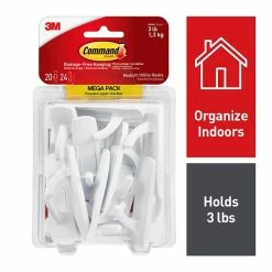 Command™ Adhesive Hooks Command™ Medium Utility Hooks Mega Pack, White, 20 Hooks (17001-MPES)
