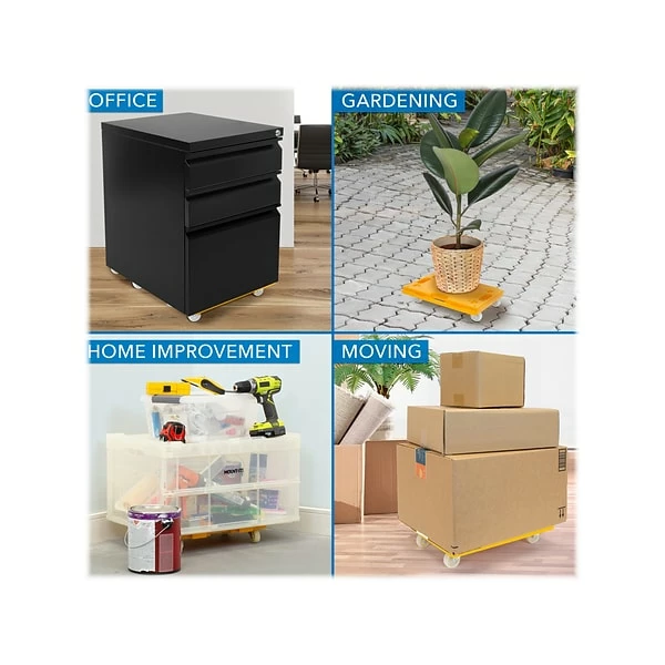 Safco® Hide-Away Hand Truck Mount-It! Small Platform Mover Dolly, 220 Lb. Capacity, Yellow, 2/Pack (MI-928) 5 Safco® Hide-Away Hand Truck Mount-It! Small Platform Mover Dolly, 220 Lb. Capacity, Yellow, 2/Pack (MI-928) - Image 4