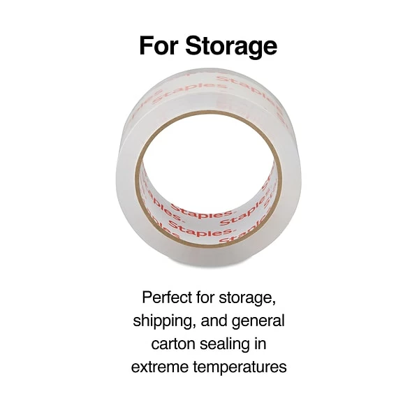 Acrylic Tape Staples Lightweight Moving And Storage Packing Tape, 1.88"W X 54.6 Yds., Clear, 36 Pack (52203) 4 Acrylic Tape Staples Lightweight Moving And Storage Packing Tape, 1.88"W X 54.6 Yds., Clear, 36 Pack (52203) - Image 2