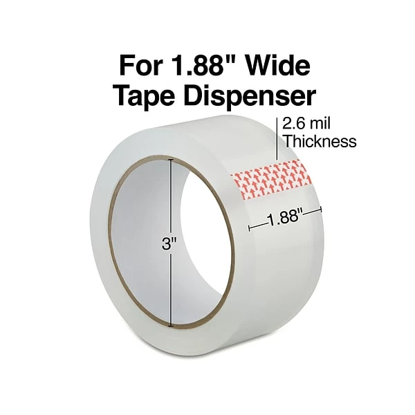 Staples® Heavy- Duty Box Packaging Tape, 1.88"W X 54.6 Yards, Clear, 36 Rolls (2800-34CT) 3 Staples® Heavy- Duty Box Packaging Tape, 1.88"W X 54.6 Yards, Clear, 36 Rolls (2800-34CT)