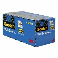 Clear Tape Scotch® Wall-Safe Tape, 3/4" X 22.22 Yds., 6 Rolls/Pack (813S6)