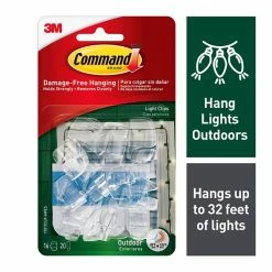 Command™ Outdoor Hooks Command™ Outdoor Light Clips, Clear, 16 Clips (17017CLR-AWES)