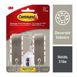 3M Command™ Adhesive Hooks Command™ Medium Brushed Nickel Hooks, 2 Hooks (17034BN-2ES)