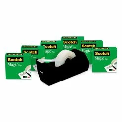 Scotch® Magic™ Invisible Tape With Desktop Refillable Dispenser, 3/4" X 27.7 Yds., 6 Rolls (810KC38)