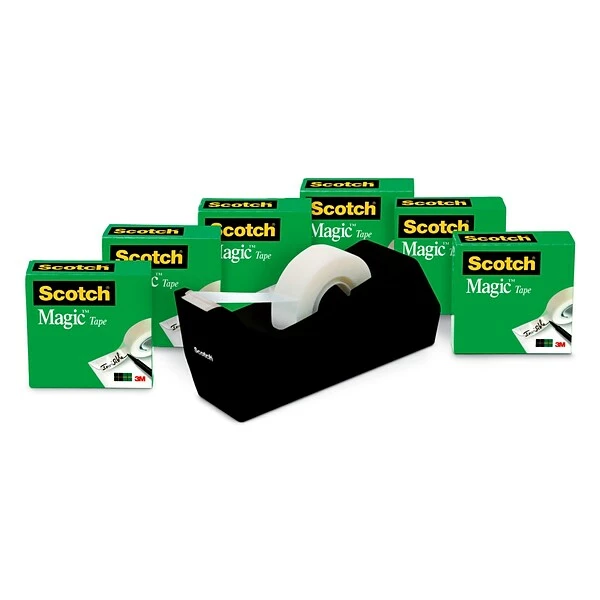 Scotch® Magic™ Invisible Tape With Desktop Refillable Dispenser, 3/4" X 27.7 Yds., 6 Rolls (810KC38) 3 Scotch® Magic™ Invisible Tape With Desktop Refillable Dispenser, 3/4" X 27.7 Yds., 6 Rolls (810KC38)