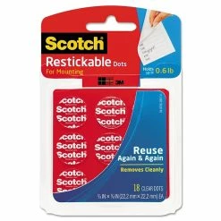 Glue Dots Scotch® Restickable Dots, 7/8" X 7/8", Clear, 18/Pack