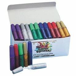Chenille Kraft® Glitter Glue Pens Color Splash Mini Glitter Craft Glue Pens, 4 Oz., Transparent, 72/Pack (GL607)