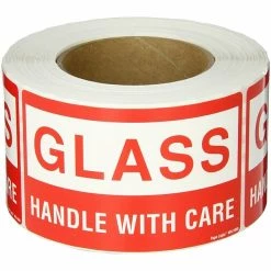Staples Labels Tape Logic "Glass - Handle With Care" Shipping Label; 3" X 5", 500/Roll