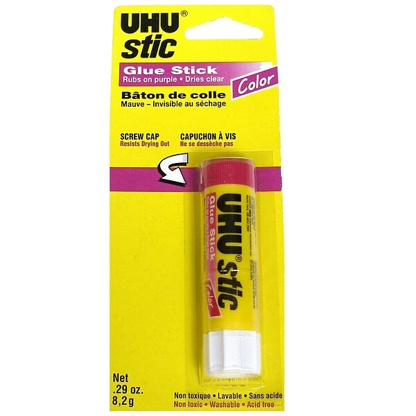 UHU WashableRemovable Glue Sticks, 0.29 Oz., Purple, 24/Pack (57161-PK24) 3 UHU WashableRemovable Glue Sticks, 0.29 Oz., Purple, 24/Pack (57161-PK24)