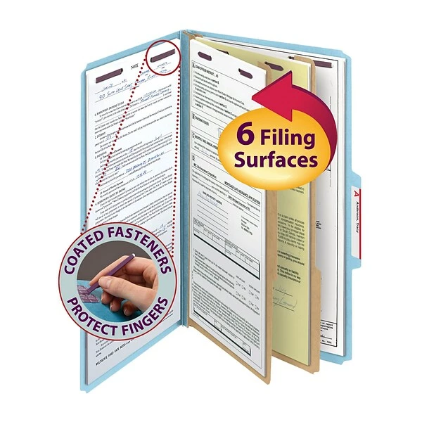 Classification Folders Smead Pressboard Classification Folder, Legal Size, 2 Dividers, Blue, 10/Pack (19030) 6 Classification Folders Smead Pressboard Classification Folder, Legal Size, 2 Dividers, Blue, 10/Pack (19030) - Image 5