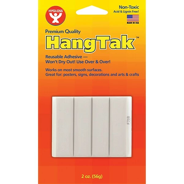 Hooks & Hanging Strips Hygloss Hang-Tak Reusable Adhesive, White, 12/Pk (HYG6503) 3 Hooks & Hanging Strips Hygloss Hang-Tak Reusable Adhesive, White, 12/Pk (HYG6503)