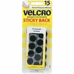 Hook And Loop Fasteners Velcro® Sticky Back Sticky Tape; Black, 15/Pack