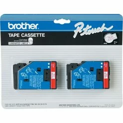 Brother Label Maker Tapes Brother TC Series TC-21 Label Maker Tape, 1/2"W, Red On White, 2/Pack