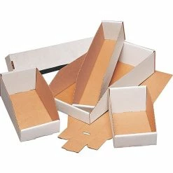 The Packaging Wholesalers Open Top Bin Boxes, 8" X 18" X 4 1/2", 50/Bundle
