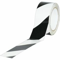 The Packaging Wholesalers Industrial Vinyl Safety Tape, Black/White Striped, 2" X 36 Yds., 24/Case