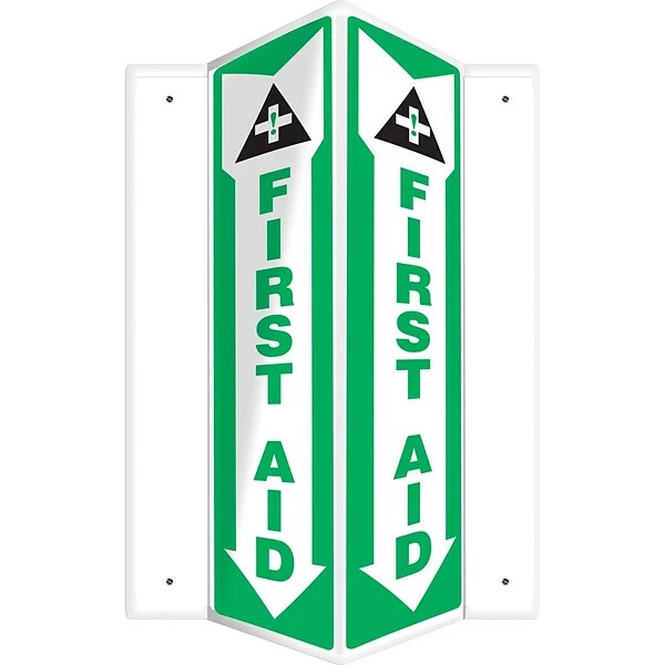 Safety Signs Accuform Signs® First Aid Projection Sign, Green/White, 18"H X 4"W, 1/Pack (PSP368) 3 Safety Signs Accuform Signs® First Aid Projection Sign, Green/White, 18"H X 4"W, 1/Pack (PSP368)