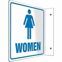 Safety Signs Accuform Signs® Women Restroom Projection Sign, Blue/White, 8"H X 8"W, 1/Pack