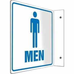 Safety Signs Accuform Signs® Men Restroom Projection Sign, Blue/White, 8"H X 8"W, 1/Pack