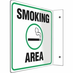 Safety Signs Accuform Signs® Smoking Area Projection Sign, Green/Black/White, 8"H X 8"W, 1/Pack