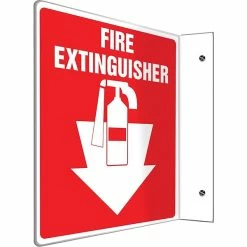 Safety Signs Accuform Signs® Fire Extinguisher Projection Sign, White/Red, 8"H X 8"W, 1/Pack (PSP707)