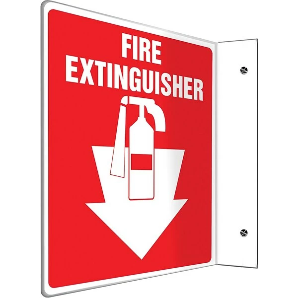 Safety Signs Accuform Signs® Fire Extinguisher Projection Sign, White/Red, 8"H X 8"W, 1/Pack (PSP707) 3 Safety Signs Accuform Signs® Fire Extinguisher Projection Sign, White/Red, 8"H X 8"W, 1/Pack (PSP707)